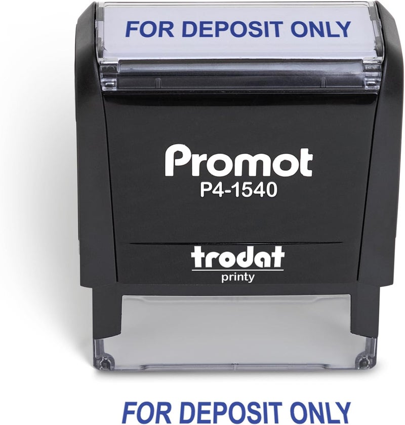 Promot Stamp for Deposit Only - Self Inking Rubber Stamp in Blue Ink - Image 1